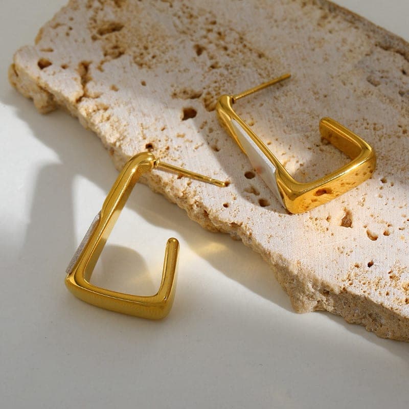 "Geo" Two-Tone Geometric Hoop Earrings